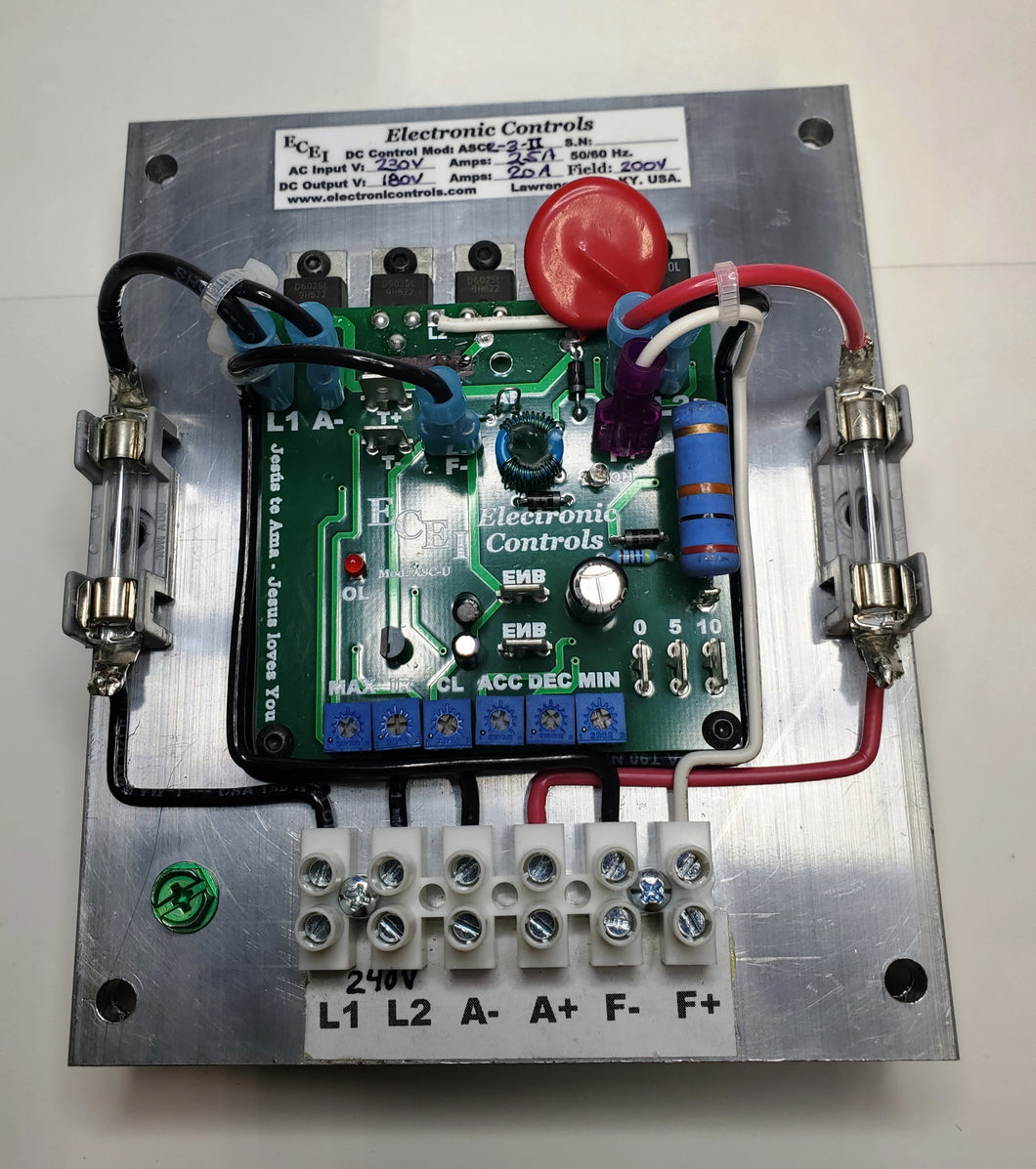 Speed Controller for: 1HP-90V DC Motors, Mod. ASC1-1  Chassis.